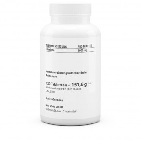 L-Ornitina 1000 mg 120 Comprimidos Dosis Alta Vegano Solo 1 Comprimido al Día