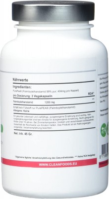Pure PEA Palmitoylethanolamid 400mg 90 Kapseln Vegan/Vegetarisch