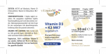 Vitamin D3 1000 I.E. + K2 Menachinon All-Trans MK7 20 µg Tropfen 50 ml (1700 Tropfen) Vegetarisch MCT Öl auf Kokosbasis