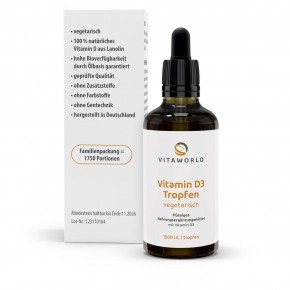 3 Pack Vitamin D3 Drops 1,000 I.U. 3 x 50 ml Vegetarian