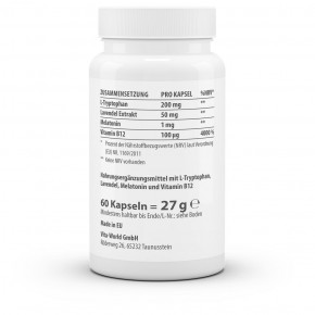 Descuento Natural 6 + 1 Melatonina 1mg 7 x 60 Cápsulas Vegan Plus Extracto de Lavanda 50mg, Triptófano 200mg y Vitamina B12
