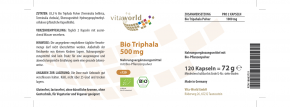 Triphala Biologico 500 mg 120 Capsule, Treppiede con Miscela di Erbe, Amalaki, Bibhitaki e Haritaki Vegano