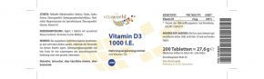 3 Pack Vitamin D3 1000 I.E. 3 x 200 Tablets